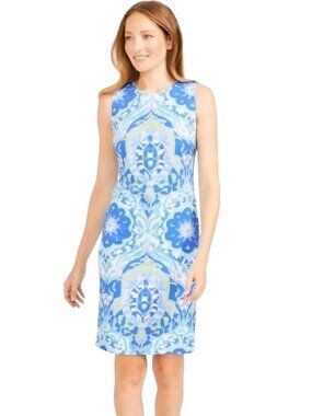 J. Mclaughlin NWT Belinda Dress White Blue Aqua Oahu Print Designer Size 8
